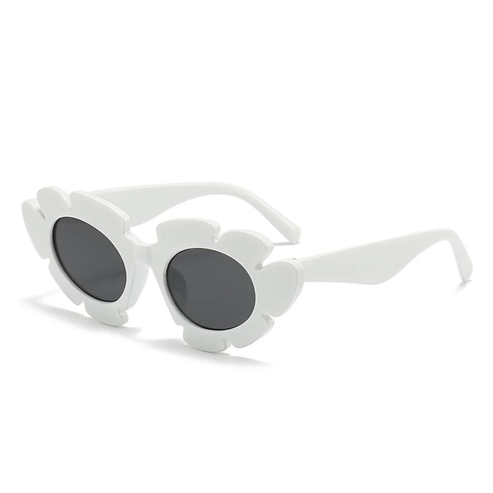 KLASSNUM Fashion Cat Eye Candy Colors Sunglasses Women Retro Brand Designer Flower Shape Eyewear Men Trending Sun Glasses UV400