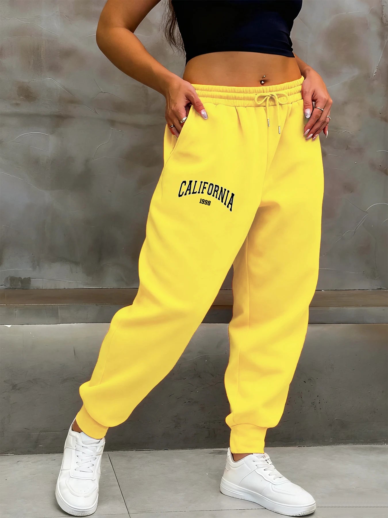 California 1998 Letter Printing Woman Sweatpants Fashion Comfy Long Pants Trendy Basic Trousers Casual Elastic Waist Pant