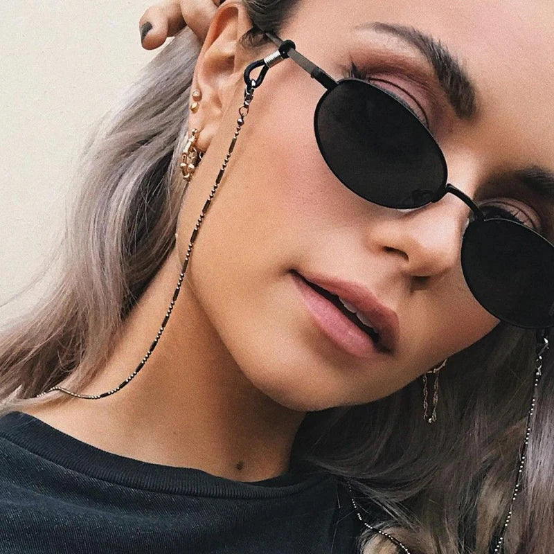 Steampunk Fashion Pearl Mask Chains Glasses Chain for Women Retro Metal Sunglasses Lanyards Eyewear Cord Holder Neck Strap