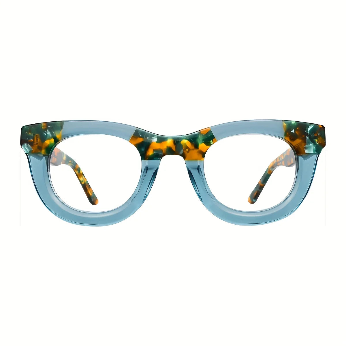 FYTOO Acetate Eyeglass Frames Two-Tone Cat-Eye Full-Rim Optical Frames for Daily & Fashion Wear 56023-c11