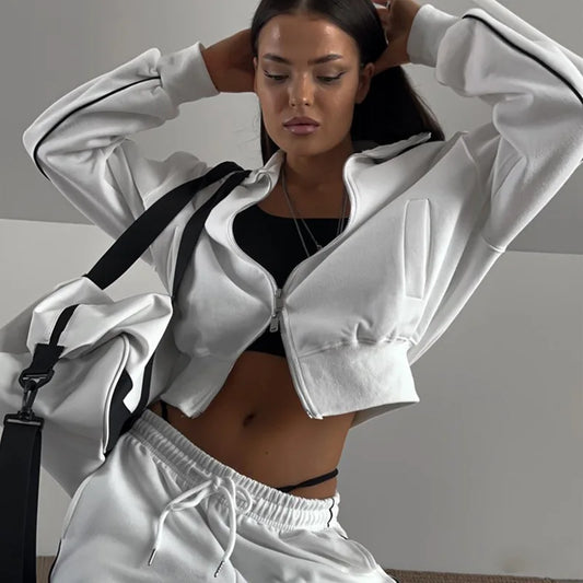 Women Two Piece Sets Pant Set Tracksuit Sport Jogger Y2k Sweatshirts Autumn Sports Jacket Elastic Waist Pants Matching Sets 2025