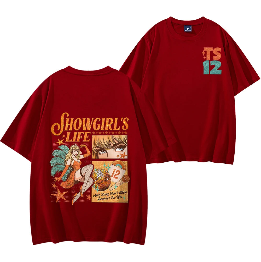 Showgirls Life T Shirt in My Showgirl Era T-Shirt New Album 2025 Shirt Country Music Fan Gift Men Women Streetwear Hip Hop Tops