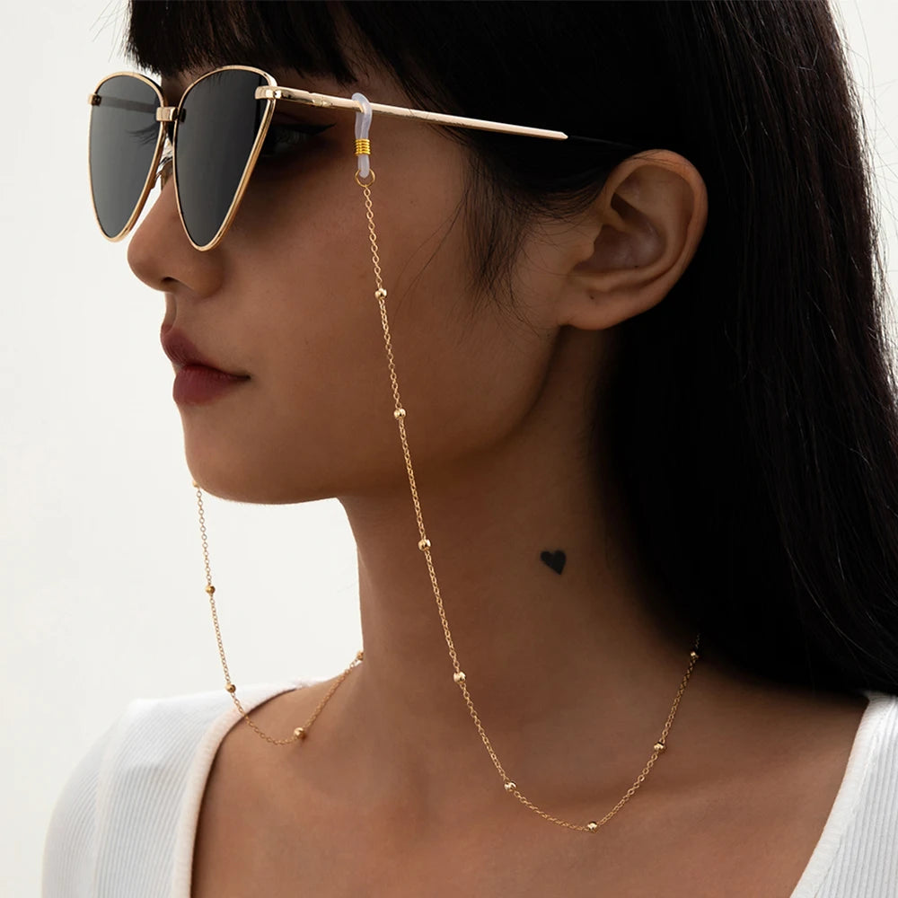 Steampunk Fashion Pearl Mask Chains Glasses Chain for Women Retro Metal Sunglasses Lanyards Eyewear Cord Holder Neck Strap