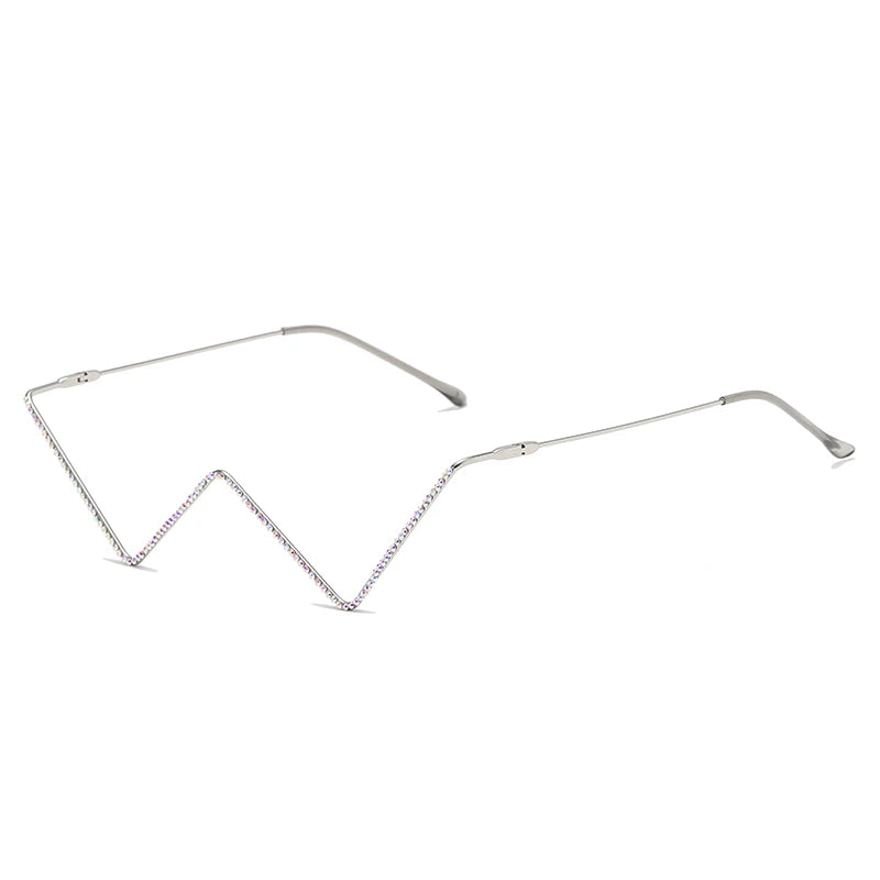 Protective Glasses New Fashion Crystal Sunglasses For Women Small Diamond Eyeglasses Line Alloy Eyewear Punk Half Frame Glasses