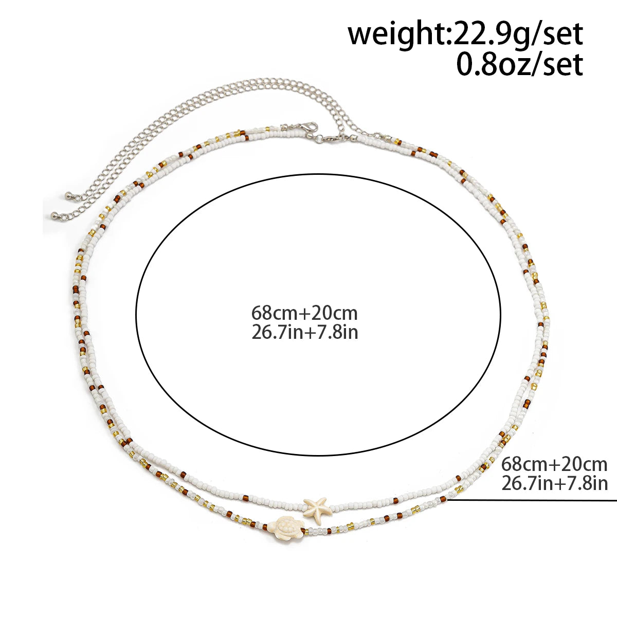 KunJoe 2Pcs Bohemian Turtle Sea Star Waist Chain Set for Women Summer Bikini Small Seed Beads Belly Chain Beach Body Jewelry