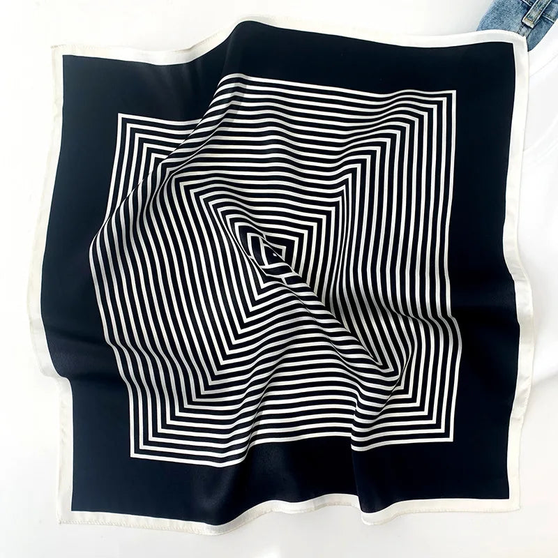 New 100% Real Silk Scarf For Woman Vintage Leopard Head Hair Scarfs Small Square Bandana Femme Office Neckerchief SD0201