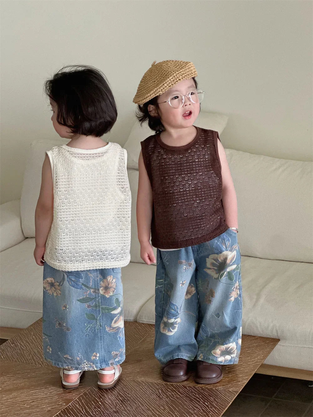 2025 Boys' SpringSummer Pants New Big Boy Printed Street Jeans Baby Korean Straight Leg Pants  Baby Boy Clothes