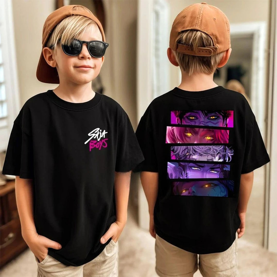 Kpop Demon Hunters Children's T Shirt Women Short Sleeve Saja Boys Kids Tee Kpop Demon Hunters Tshirt Boys Girls Family Clothing
