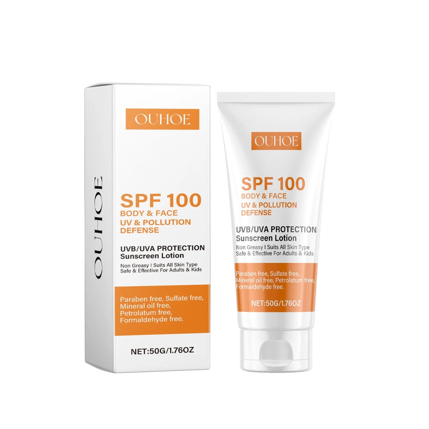 Quick Absorption SPF100 Hydrating Sunscreen Lotion Refreshing Sunscreen UV Protection Waterproof Moisturizing Concealer Heat Sun