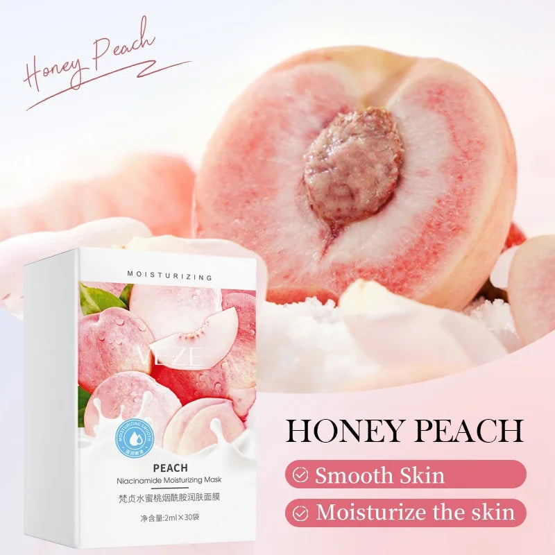 1 Box/30 Packs - Peach Sleeping Mask, Moisturizing and Smoothing the Skin, Leaving It Delicate and Youthful, Portable and Suitable for Home and Travel.