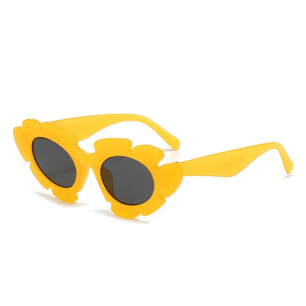 KLASSNUM Fashion Cat Eye Candy Colors Sunglasses Women Retro Brand Designer Flower Shape Eyewear Men Trending Sun Glasses UV400
