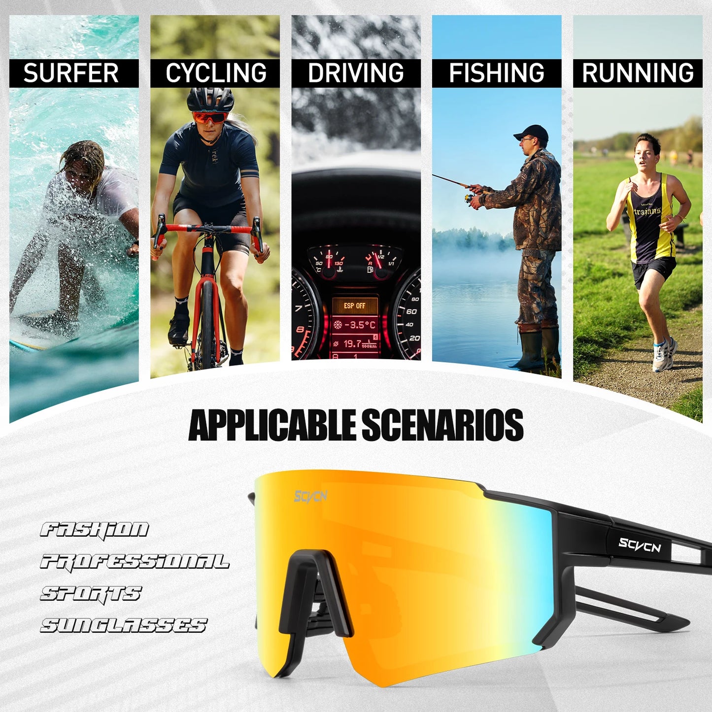 SCVCN Fashion Street Sunglasses MTB Bike Bicycle Camping Golf UV400 Glasses Women Baseball for Men Sport Y2K Cycling Glasses