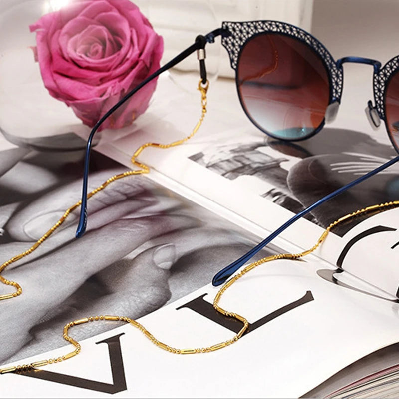 Steampunk Fashion Pearl Mask Chains Glasses Chain for Women Retro Metal Sunglasses Lanyards Eyewear Cord Holder Neck Strap