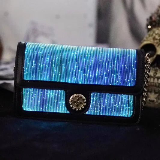 Colorful Luminous Square Bags For Woman LED Light Intelligent Touch Shoulder Bag Optical Fiber Fabric Crossbody Bag сумка