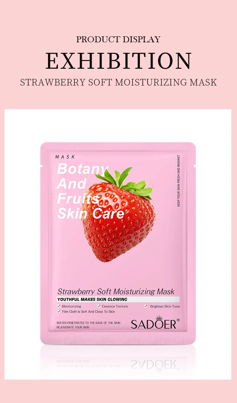 8pcs SADOER Fruits Face Mask Beauty Facial skincare Masks Moisturizing Firming Hydrating Facial Mask Face Care Korean Cosmetics