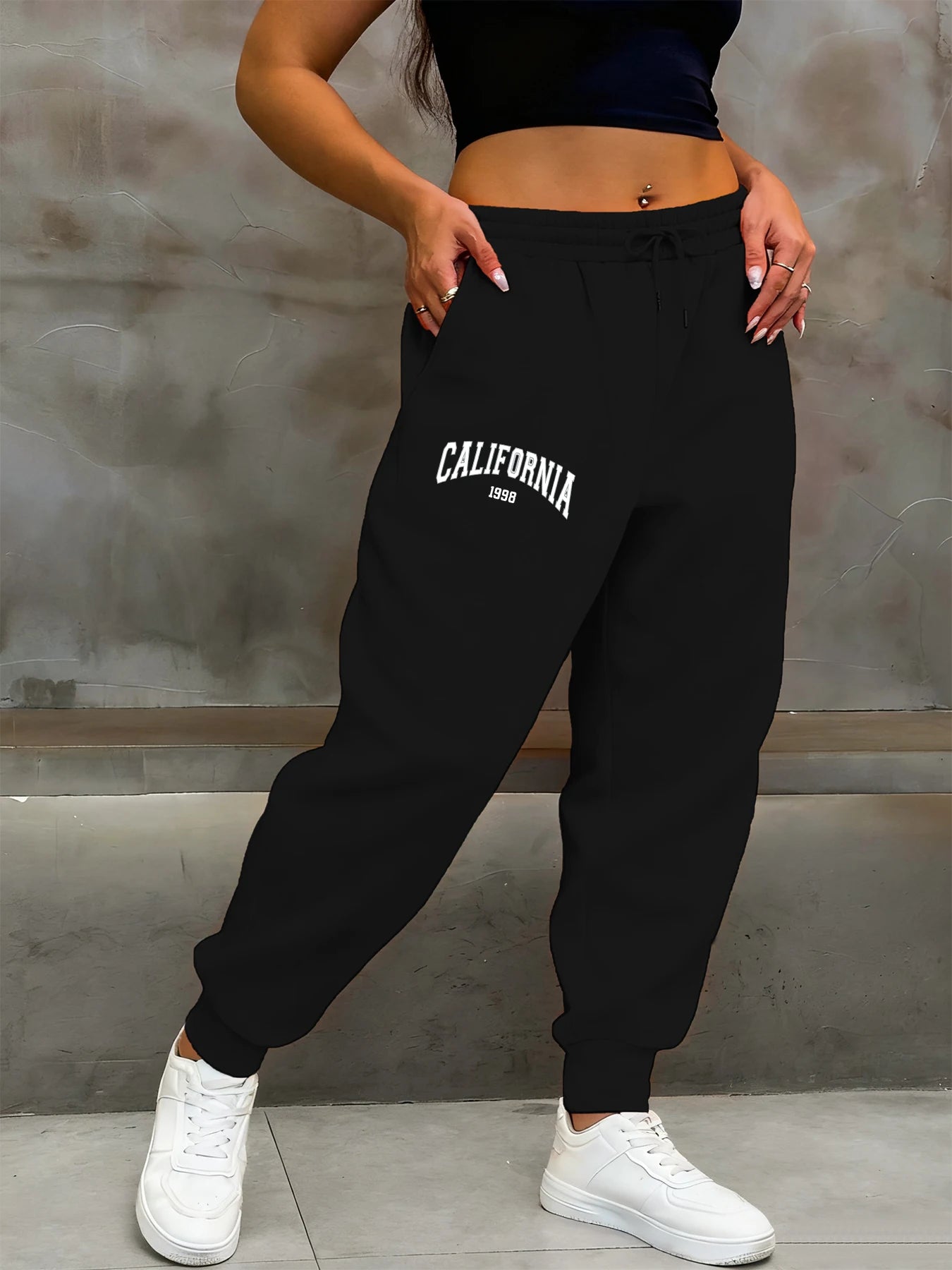 California 1998 Letter Printing Woman Sweatpants Fashion Comfy Long Pants Trendy Basic Trousers Casual Elastic Waist Pant