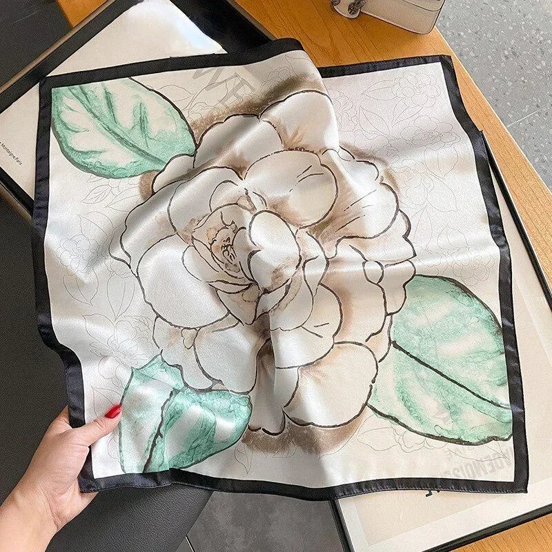 New 100% Real Silk Scarf For Woman Vintage Leopard Head Hair Scarfs Small Square Bandana Femme Office Neckerchief SD0201