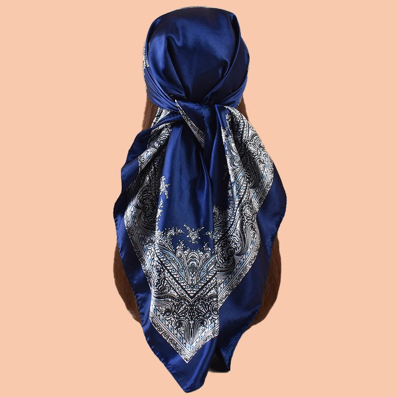 1PC Women's Summer Beach Accessory Fashion Satin Square Scarf 90*90inch Multi-use Headscarf Party Use Versatile Hair Towel