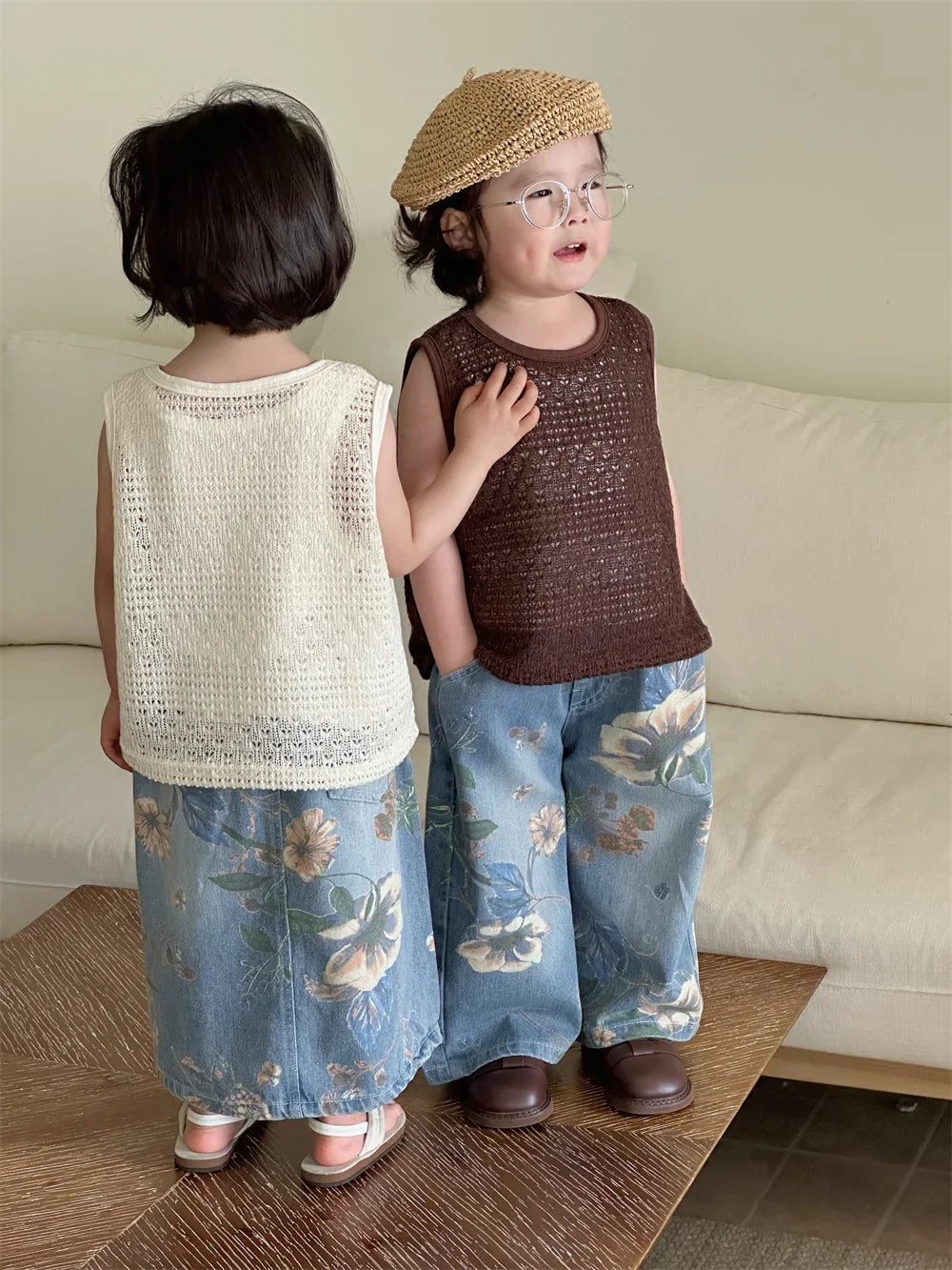2025 Boys' SpringSummer Pants New Big Boy Printed Street Jeans Baby Korean Straight Leg Pants  Baby Boy Clothes