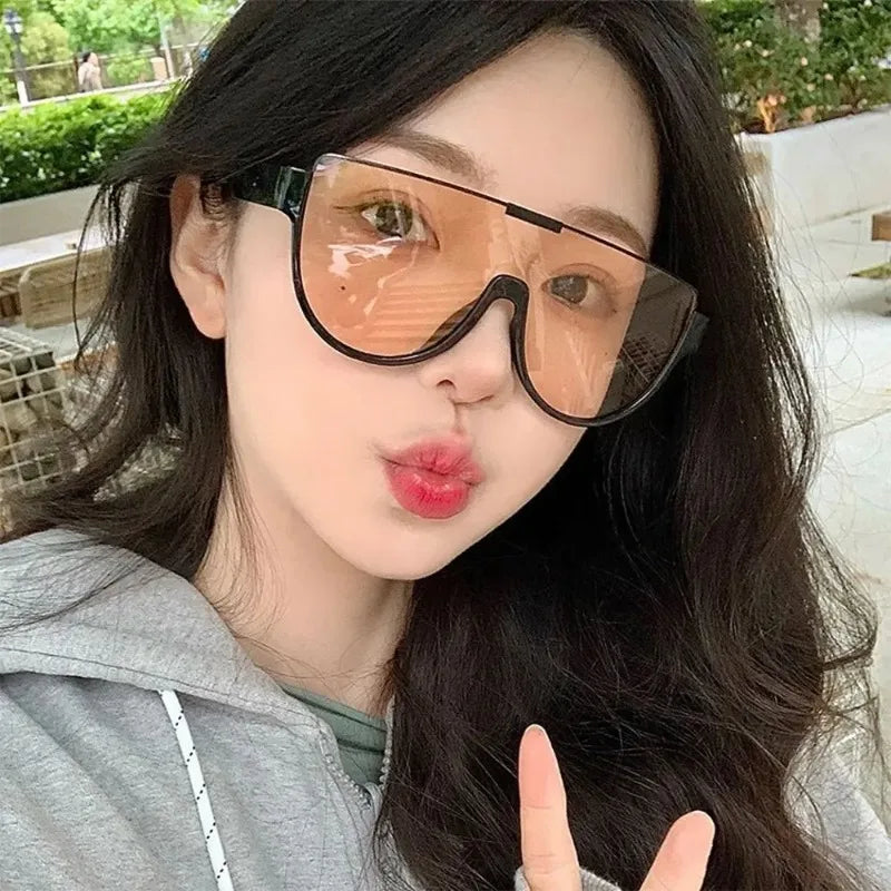 Semi Round Sunglasses for Women Monobloc Outdoor Protective Glasses Oversized Sunglasses UV400 очки солнечные женские очки