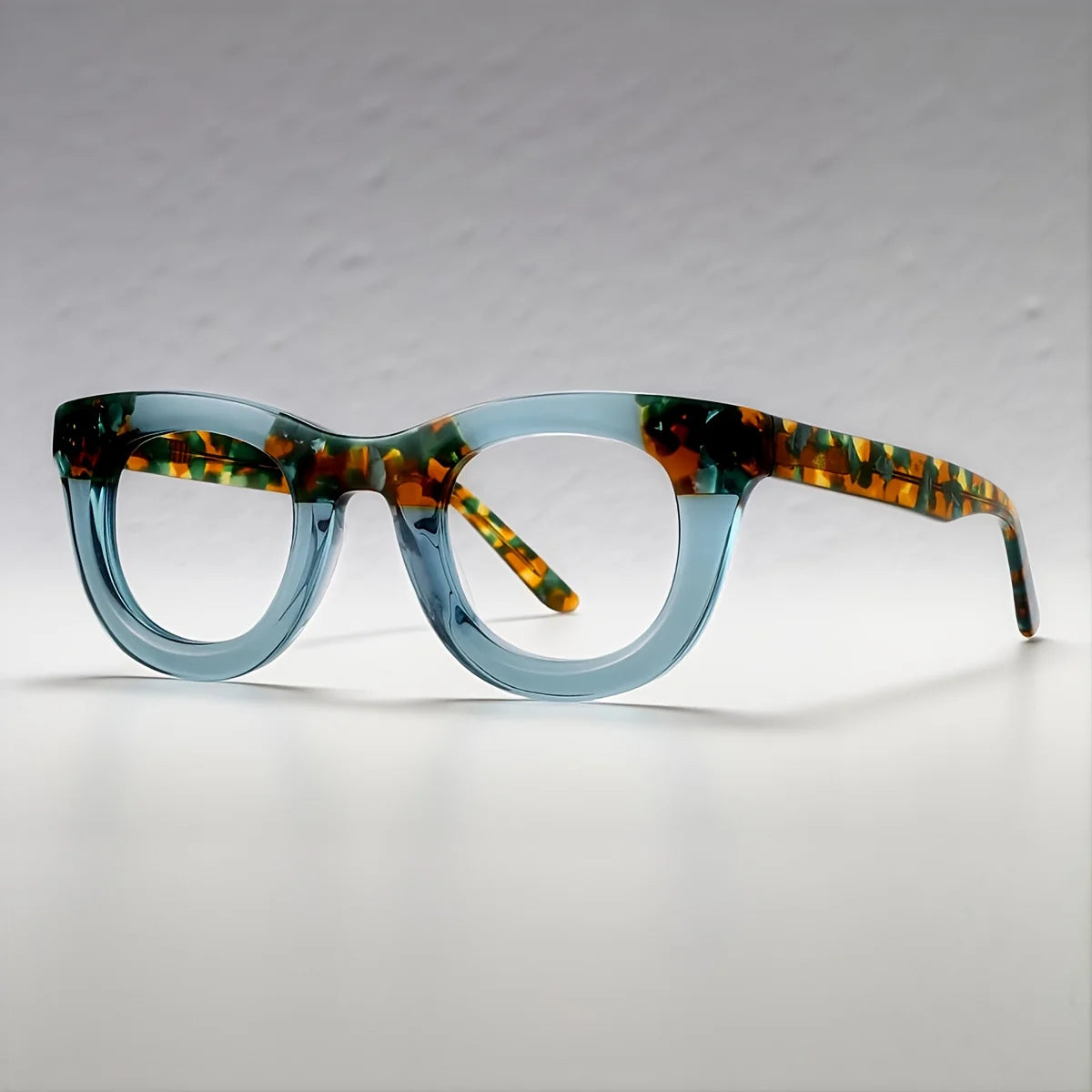 FYTOO Acetate Eyeglass Frames Two-Tone Cat-Eye Full-Rim Optical Frames for Daily & Fashion Wear 56023-c11