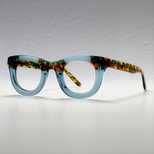 FYTOO Acetate Eyeglass Frames Two-Tone Cat-Eye Full-Rim Optical Frames for Daily & Fashion Wear 56023-c11