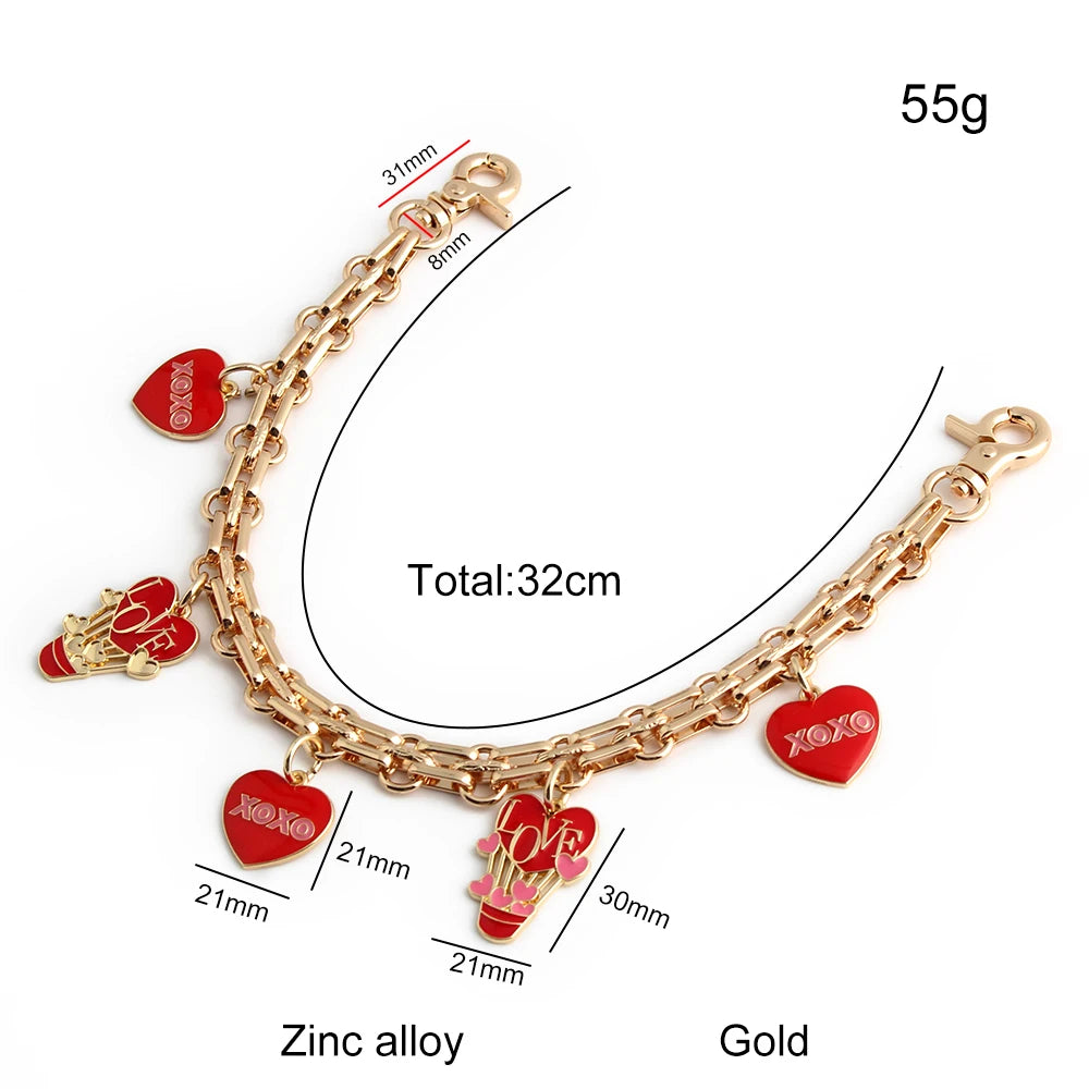 1PC Romantic Luxury Love Decoration Bag Extension Chain Messenger Bag Sweet and Cute Valentine's Day CP Couple DIY Chain Gift