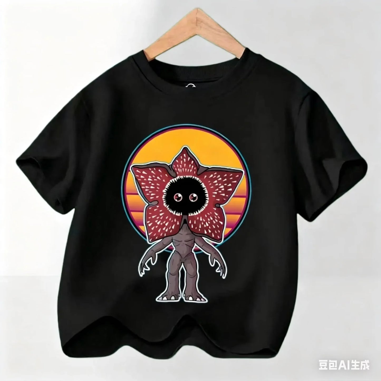 Graphic Party T-shirt, Cool Casual Clothing for Fans, Kids' T-shirt with Hot Stranger Movie Theme for Boys and Girls, Modern