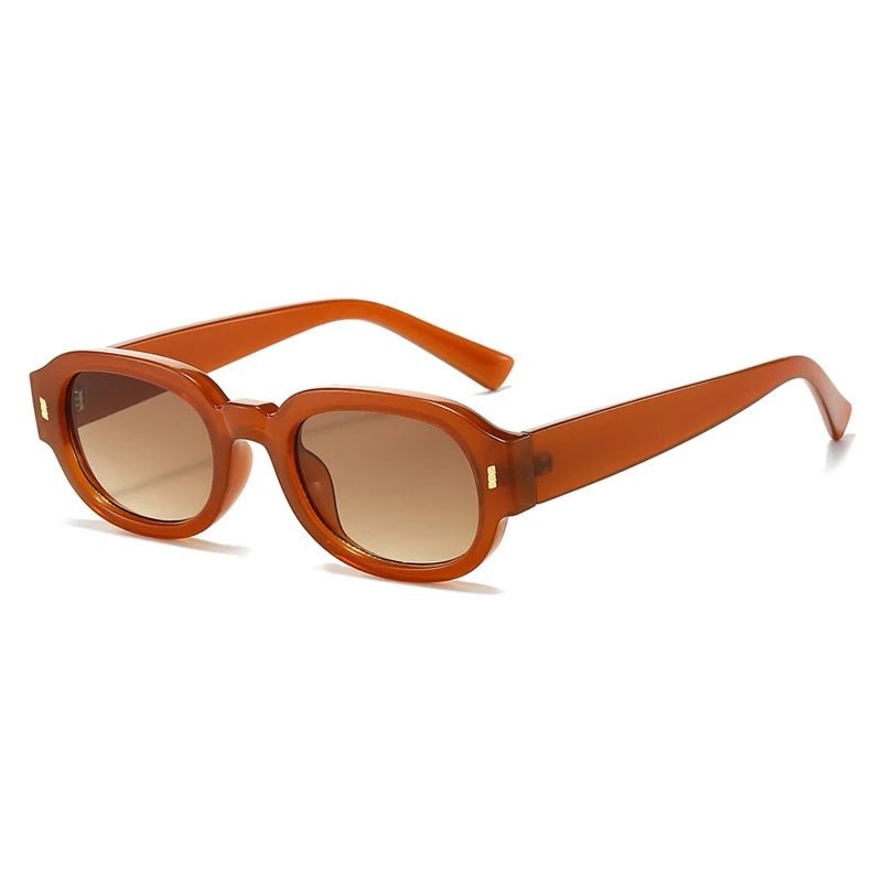 SO&EI Fashion Rivets Men Square Gradient Sunglasses Shades UV400 Retro Jelly Color Women Trending Oval Sun Glasses