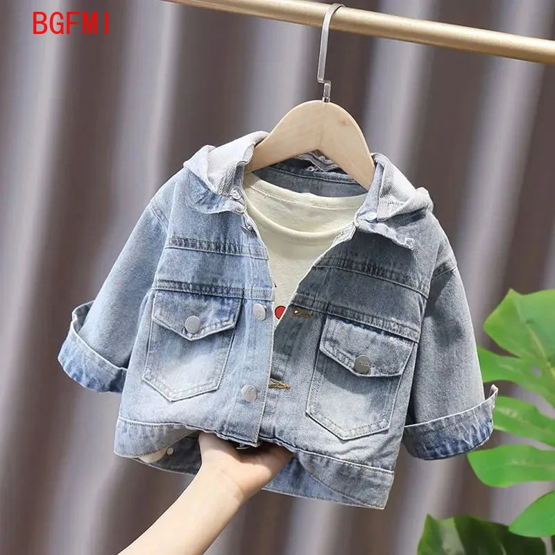 Children's Denim Jacket Spring and Autumn Clothes 2025 Fashion Spring Casual Coat For Boy Girl Hooded Jacket Baby Jacket