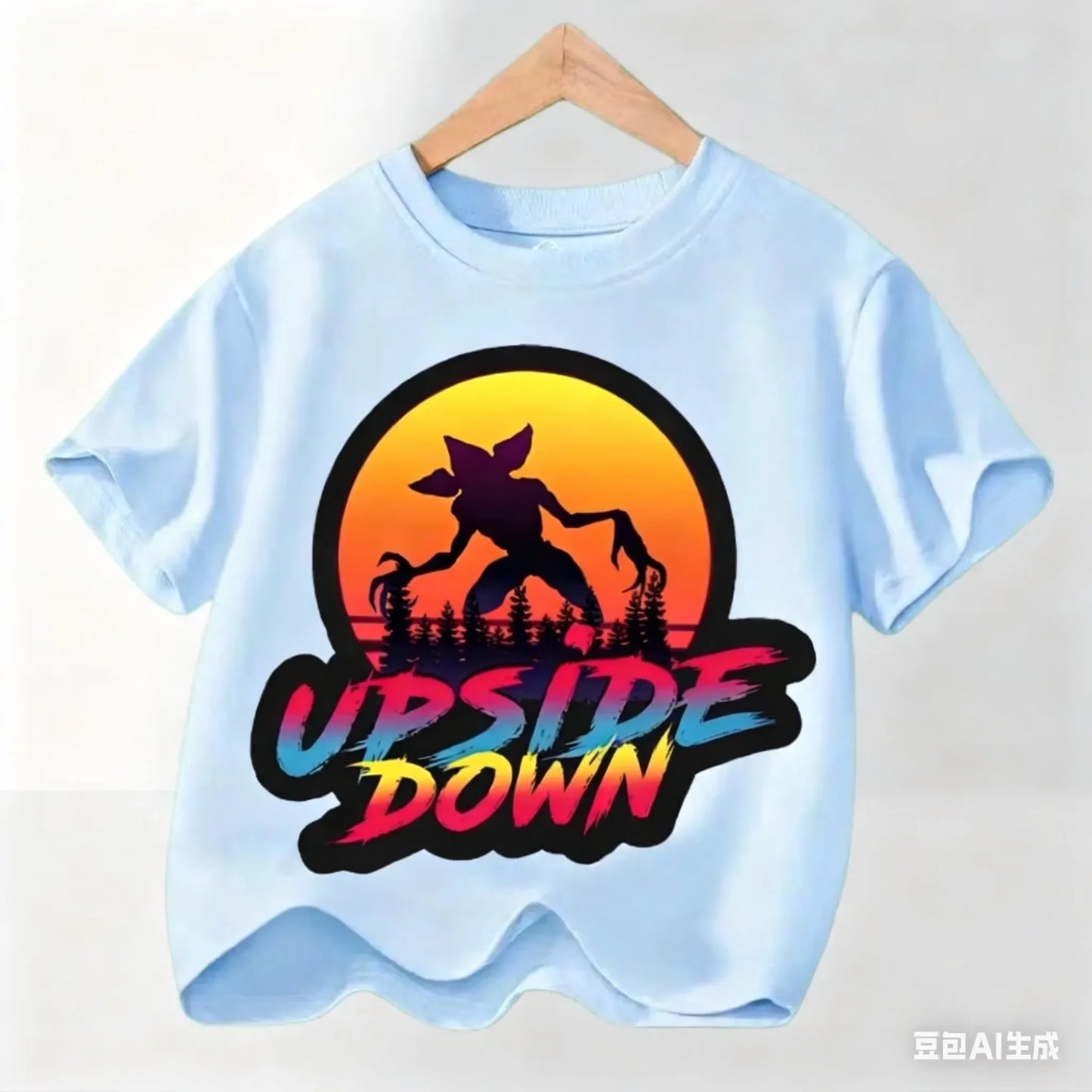 Graphic Party T-shirt, Cool Casual Clothing for Fans, Kids' T-shirt with Hot Stranger Movie Theme for Boys and Girls, Modern