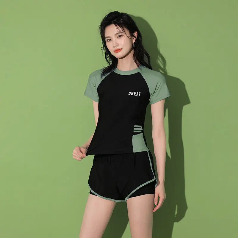 Summer Kawaii Chic Y2K Lady Swimsuits Patchwork Letter Sexy Elegant Swimwear Fashion Casual Korean Women's Two-piece Swimsuit