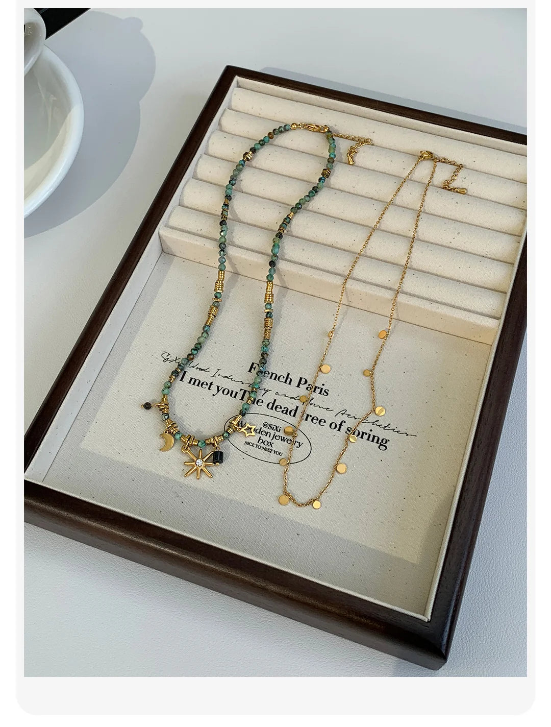 Peri'sbox New Multi-layer Acrylic Beaded Star Moon Starburst Charm Necklace for Women Bohemian Fashion Girl Summer Jewelry Gifts