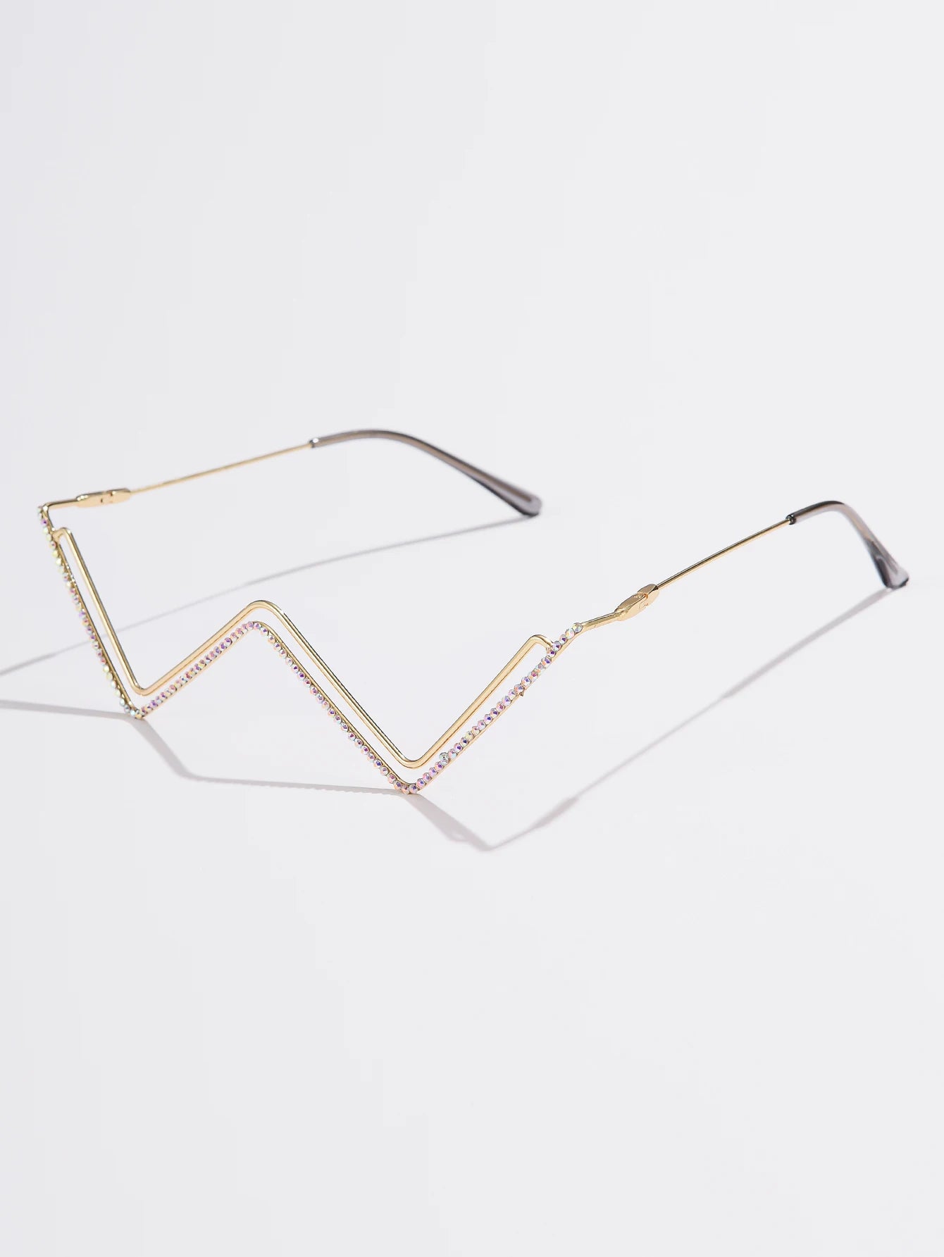 Protective Glasses New Fashion Crystal Sunglasses For Women Small Diamond Eyeglasses Line Alloy Eyewear Punk Half Frame Glasses