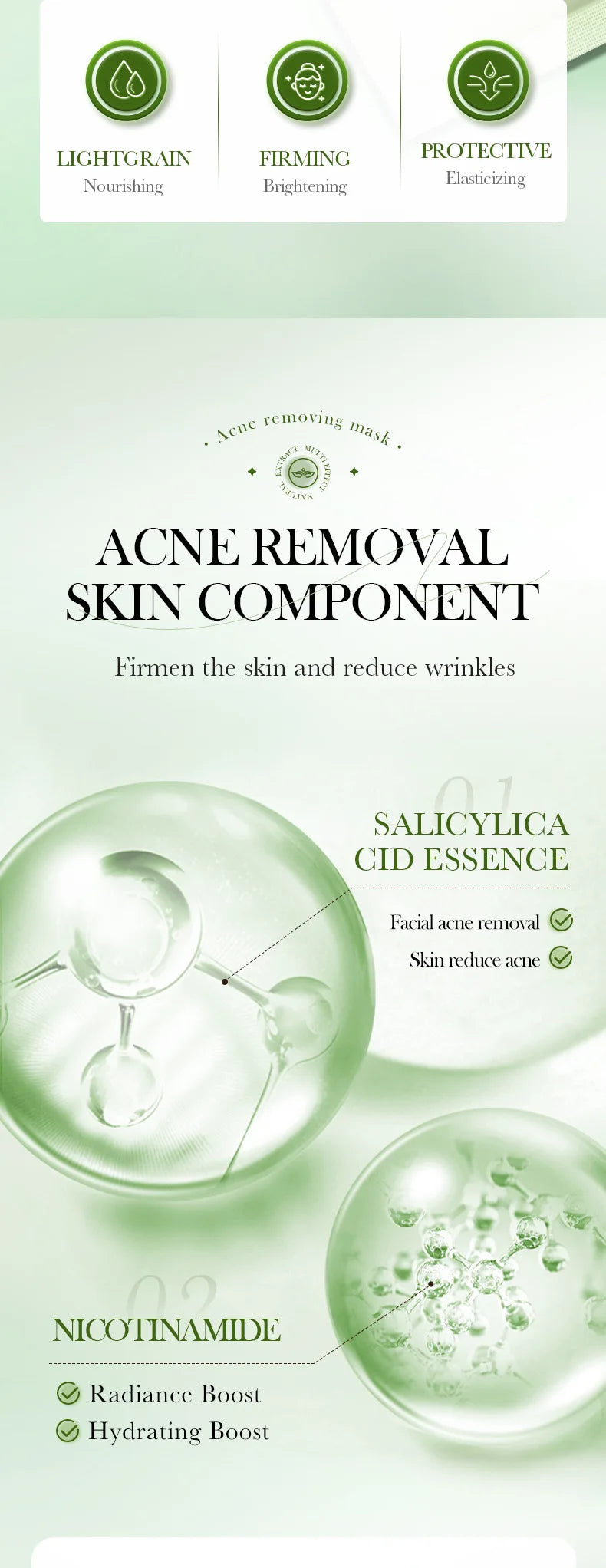 5pcs SADOER Salicylic Acid Face Mask Moisturizing Nourishing Firming Hydrating Facial Masks Face Sheet Mask Skin Care