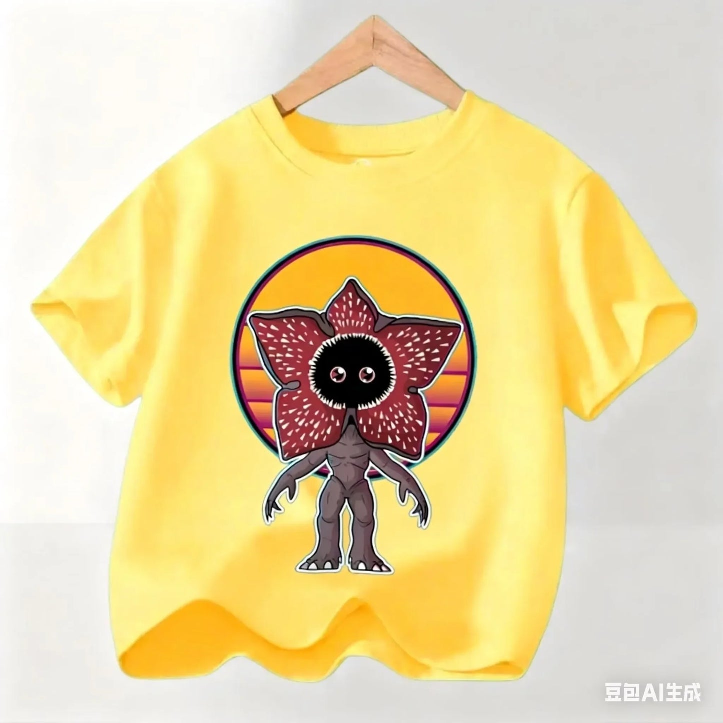 Graphic Party T-shirt, Cool Casual Clothing for Fans, Kids' T-shirt with Hot Stranger Movie Theme for Boys and Girls, Modern